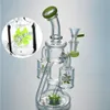 Glass Recycler Hookahs Green Purple Windmill Water Pipe Bong with 14mm Joint Oil Rigs Smoking Pipes Percolator Shisha Accessory