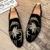 Loafers British Shoes Men Black Artificial Suede Retro Exquisite Embroidery Slip-on Fashion Business Casual Wedding Nigh 8def