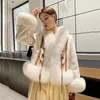 Womens Fur Faux Women Real Coat Autumn Winter Retro Court Style Thicken Collar Suede Jacket Goose Down Liner Loose Outerwear 220929