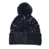 Kış artı kadife payetler kadınlar için örme şapkalar beanie şapka unisex elastik sıcak hip hop kapağı Yumuşak Baggy Bonnet BBB15860
