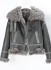 レディースファーフェイクブルーネスフェアウィンタージャケット女性本物のレザーナチュラルリアルコートダブルフェイスメリノヒツジ厚い暖かいファッション220929
