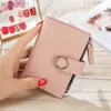 Wallets Women's bag small fresh short ladies wallet buckle pu leather solid color cute small wallet card holder clutch bag L220929