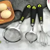 Baking Tools 3 Pieces Fine Mesh Sieve Manual Egg Beater Mixer Chocolate Pastries Bakery DIY Handle Accessories