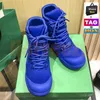 Designer Ankle Boots Men Women Flatform Lace Up Half Booties Puddle Bomber 6cm Fashion Booted Deep Blue Black String Egg York Gras8000157