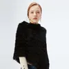 Women's Fur Faux Fur ETHEL ANDERSON Newly Design Knitted Genuine Rabbit Fur Poncho Vest Wrap Coat Shawl Elegant Top Wedding Casual T220928