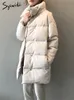 Femmes Down Parkas Syiwidii Puffer Parkas Veste d'hiver Femmes Épaissir Chaud Dames Longs Manteaux Col Montant Boutonné Surdimensionné Vêtements D'extérieur 220929