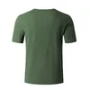 Été hommes t-shirt décontracté couleur unie col en v cordon t-shirts chemises nouveau mâle vêtements de sport à manches courtes hommes T-Shirt vêtements