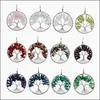Colliers en pierre naturelle pendentif Reiki guérison arbre de vie pour collier Vintage Antique puce perle bijoux bricolage cadeau Dhdrw