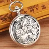 Pocket Watches Bronze Silver Hollow Out Fishes Case Unisex Handwinding Mechanical Watch Pendant Chain Clock Roman Number Dial Reloj Gift