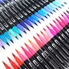 Markers 24/60/100/132 Colors Brush Pen Watercolor s FineLiner Dual Tip Art For Drawing Painting Calligraphy Supplies 220929