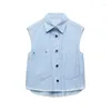 Damesvesten dames diyig vrouw 2022 zomer modestraat trendy revers mouwloos gestreepte denimvest