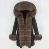 Womens Fur Faux OFTBUY Fashion Winter Jacket Women Real Coat Colletto naturale Allentato lungo Parka Capispalla grande staccabile 220929