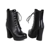 Boots Fashion Women Ankle Platform Lace Up High Heel Short Autumn Winter Zipper Punk Style Large Size 43