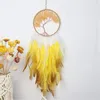 Estatuetas decorativas Boho Dream Catcher Decor de parede com cura Cristal Stone Fedas Handmades Dreamcatchers Decoração do quarto