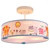 Pendant Lamps Cartoon Creative Animals LED Chandelier Boys And Girls Bedroom Children Room Lights Modern Simple Personality Fabric