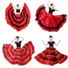 STEGN Wear Mulheres ciganas Vestido Espanha Flamenco Salia Poliéster Cetim Smootor Big Swing Carnaval Party Ballroom Belly Dance Trajes