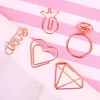 Cartoon Rose Gold Büroklammer Metall Lesezeichen Memo Clips Kawaii Briefpapier Schule Bürobedarf