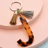 Leopard 26 Letter Party Nyckelring med Tassel Car Keyring Accessories Pendant For Women Girls Purse Handbags Decoration RRE14615