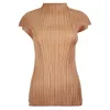 Kvinnors T-skjortor Miyake Pleat Woman T-shrit solid rund krage kort kronblad ärm i pullover vild elastisk avslappnad stil 2022 sommarmode