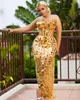 2022 Arabische aso ebi gouden schede prom jurken kristallen avond formeel feest tweede receptie verjaardag verlovingsjurken jurk zj114