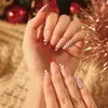 New Christmas Nails Full Cover Press On False Nail Wholesale Wearable French Ballerina Artificial Manicure