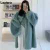 Dames bont faux lautaro winter lange oversized warme zachte zachte jas vrouwen laten schouder mouw casual losse Koreaanse mode 220928