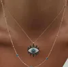 Doppelte Schichten blaue böse Augen Anhänger Halskette Strass Boho Lucky Eye Halsketten Schmuck für Frauen Geschenke