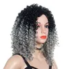 Nya kvinnor peruk hår wavy peruk lady svart grå lockigt korta skiktade peruker
