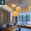 Lampade a sospensione Restauranti cinese lampadario del ristorante Bamboo Lampada intrecciata Zen Staircase Sala da t￨ Light Living Livingroom Ball Beauty Salon