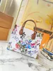 Classic Tote Bag Shopping Handbag Purse Women Garden Floral Design Retro And Romantic Fashion Genuine Leather Shoulder Bags
