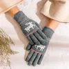 Christmas Decorations Rimiut Fashion Knit Thick Gloves Touch Screen Men's and Women's Christmass Deer Print Warm Autumn Winter Full Finger Gloves