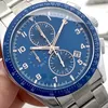 Men kijken roestvrij staal zes steken top luxemerk 45 mm alle dial werk kwarts horloges ra mode chronograaf klok stalen riem type 1