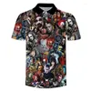 Polos Polos Clown koszulki Polo Summer Full Body Print Camisas Hombre Horror Postacie Mężczyźni Ubranie