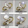 Jewelry Settings Shell Ring Settings Freshwater Pearls Rings For Women Pearl Finger Jewelry Fashion Adjustable Size Jewellery Gift Ac Dhllj