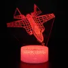 Lampada da notte a LED 3D Luci Aeroplano Astronauta Pistola Design multiplo disponibile Base luce 3D Telecomando a 16 colori per regalo per bambini