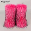 Boots Winter Womens Fluffy Faux Fur Snow Ladies Plush Female Warm Luxury Footwear Girls Furry Cotton Shoes Platform 220928