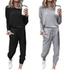 Pantalon de deux pièces pour femmes Printemps 4 Set Femmes Ensembles Tenues décontractées Jogger Coréen Costume de sport Survêtement Noir S Gris clair M