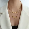 Pendientes de tuerca Collar cuadrado geométrico Gargantilla para mujer Joyas Bafanglaicai Estilo de nicho Luz Lujo Titanio Acero Chapado en oro de 18 quilates