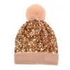 Kış artı kadife payetler kadınlar için örme şapkalar beanie şapka unisex elastik sıcak hip hop kapağı Yumuşak Baggy Bonnet BBB15860