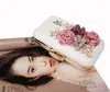 أكياس مسائية 2022 حقيبة White Women's Pu Handbag Clutch Flowers Bride Party Fashion Counder Counder Chinese