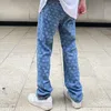 Men's Plus Size Pants Designer Mens Hip Hop Embroidery Gradient Jeans Ripped Straight Full Printed Streetwear Denim Trousers JBE8