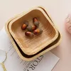 Bols Vaisselle en bois de style japonais, bol à dessert aux fruits, assiettes carrées à salade en bois massif pour