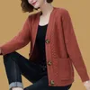 Damesbreien Tees Vintage Short Sweater Cardigan Women Koreaanse stijl enkele borsten gebreide jas Chic schroefdraad Gebreide kleding vaste kleur jas 220929