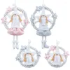 Decorative Flowers Christmas White Angel Wreath Vine Ring Pink Door Hanging Tree Pendant Ornaments