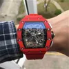 Watch Designer Luksusowe mechaniki męskie Richa Milles zegarek Wristwatch Włókno Red Red Men's Multifunkcyjna automatyczna mechaniczna osobowość mechaniczna Duża d y53K cutb Dro7
