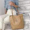 Sacs polochons femmes rétro papier Kraft résistant aux éclaboussures épaule couleur unie lettre Sac à Main dame Style Simple Sac à Main Femme