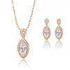 Necklace Earrings Set MxGxFam Gold Color Zircon Royal Blue Pendant And For Women To Shopping