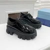 드레스 신발 디자이너 여성 플랫폼 Loafer Real Leather Fashion Monolith Triangle 플랫폼 힐 로퍼 레이스 업 특허 무광 트레이너