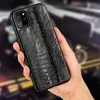 Custodie in vera pelle di struzzo per iPhone 14 Pro Max 13 12 Retro Business Armor Cover