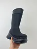 Bottes hautes au genou pour femmes, bottes de pluie classiques, style designer, chaussures de pluie surélevées à semelles épaisses, taille 35-41